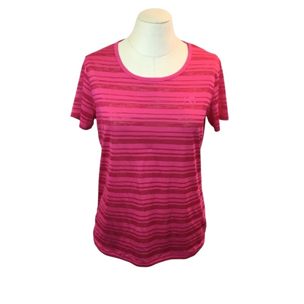 Kari Traa Womens Medium Pink Striped Polyester T-Shirt